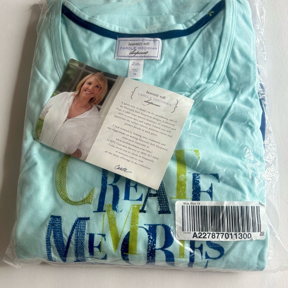 NEW Carole Hochman Heavenly Soft Blue Pajama Set women’s 1X cozy cottagecore